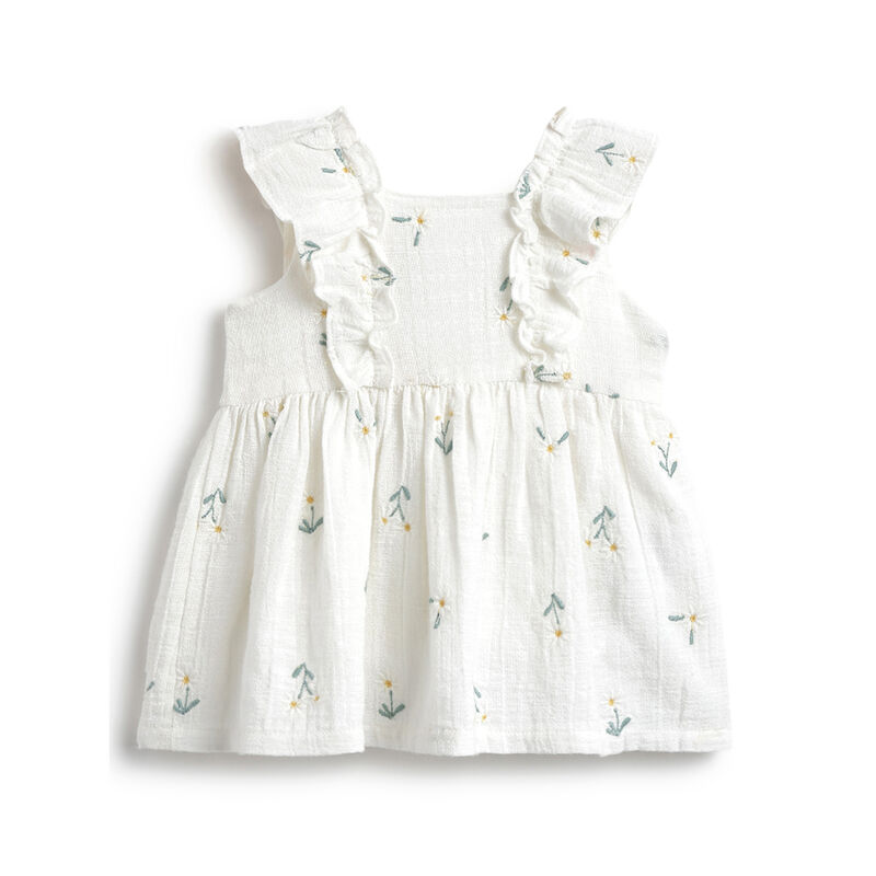 Girls White Printed Sleeveless Dress image number 0